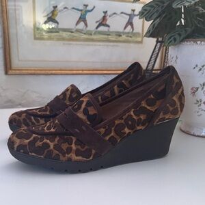 Donald J. Pliner Brown Leopard Wedge Shoes